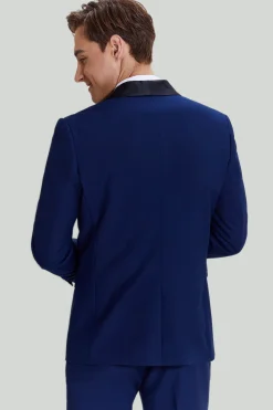 Men's Navy 3-piece One Button Slim Fit Prom Suits