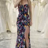 Mermaid Black Spaghetti Straps Long Prom Dress with Slit
