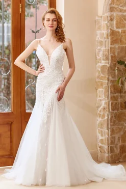 Mermaid Chruch Sweep Train Wedding Dress