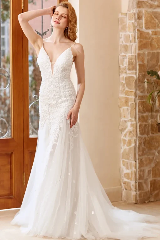 Mermaid Chruch Sweep Train Wedding Dress