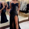 Mermaid Glitter Black Sweetheart Cut Out Long Prom Dress with Beaded