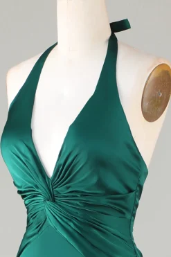 Mermaid Halter Dark Green Bridesmaid Dress