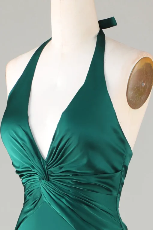 Mermaid Halter Dark Green Bridesmaid Dress