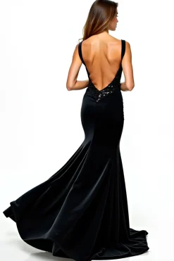 Mermaid Long Spaghetti Straps Black Tie Dress With Slit
