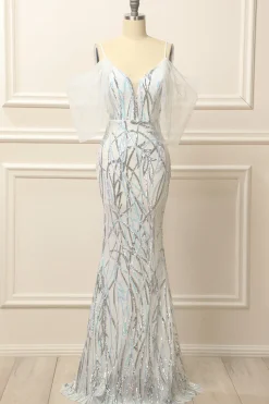 Mermaid Off the Shoulder White Long Prom Dress