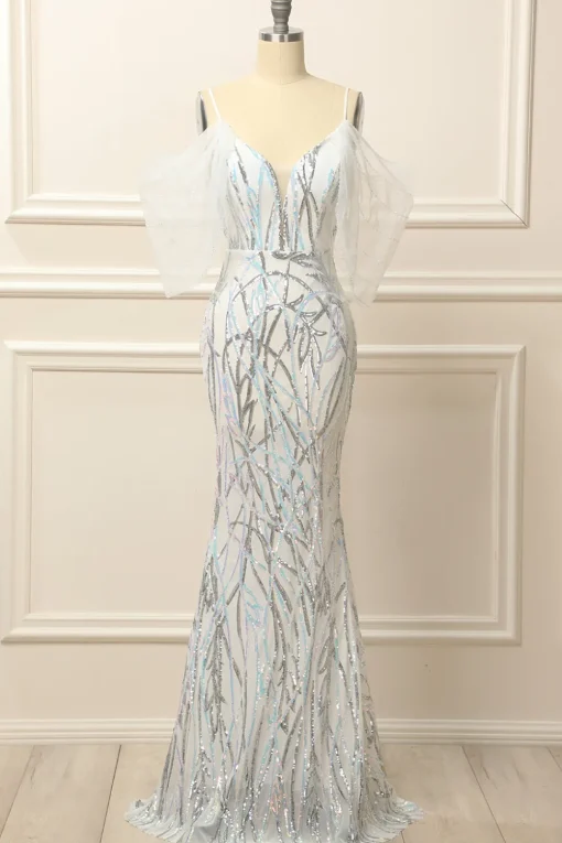 Mermaid Off the Shoulder White Long Prom Dress