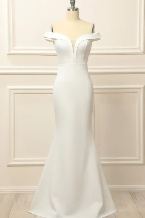 Mermaid Off the Shoulder White Wedding Dress