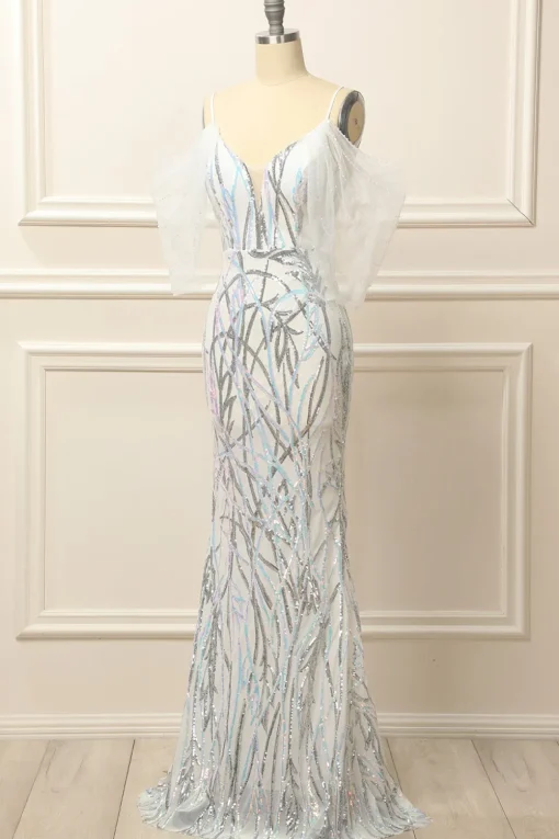Mermaid Off the Shoulder White Long Prom Dress