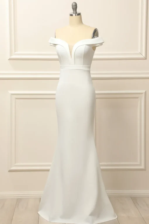 Mermaid Off the Shoulder White Wedding Dress