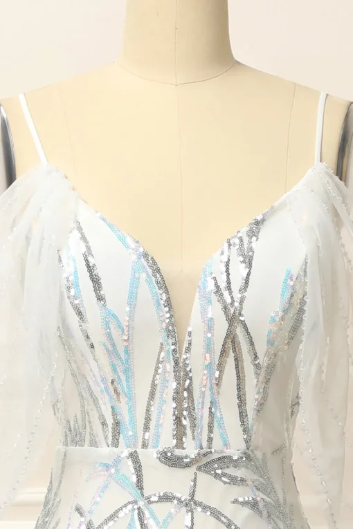 Mermaid Off the Shoulder White Long Prom Dress