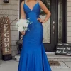Mermaid Royal Blue Backless Long Prom Dress