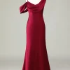 Mermaid Sleeveless Cabemet Long Bridesmaid Dress