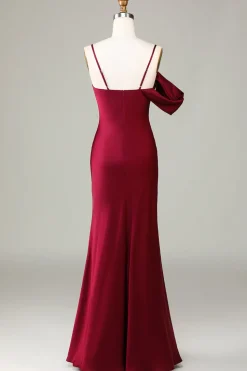 Mermaid Sleeveless Cabemet Long Bridesmaid Dress
