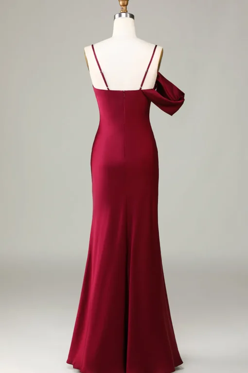 Mermaid Sleeveless Cabemet Long Bridesmaid Dress