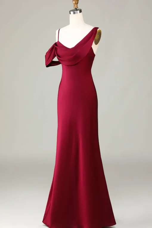 Mermaid Sleeveless Cabemet Long Bridesmaid Dress
