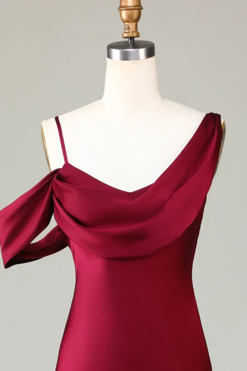 Mermaid Sleeveless Cabemet Long Bridesmaid Dress
