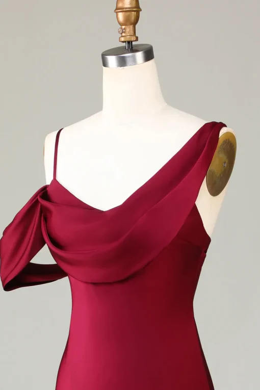 Mermaid Sleeveless Cabemet Long Bridesmaid Dress