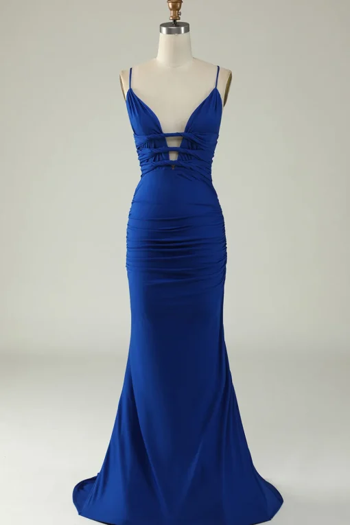 Mermaid Spaghetti Straps Dark Green Plus Size Prom Dress with Criss Cross Back