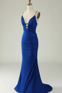 Mermaid Spaghetti Straps Dark Green Plus Size Prom Dress with Criss Cross Back