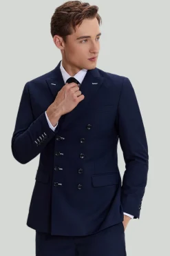 Navy 2 Piece Double Breasted Men's Suit