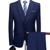 Navy Blue 3 Pieces Slim Fit Casual Tuxedo Suits