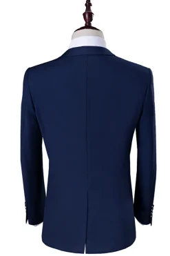 Navy Blue 3 Pieces Slim Fit Casual Tuxedo Suits