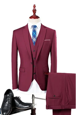 Navy Blue 3 Pieces Slim Fit Casual Tuxedo Suits