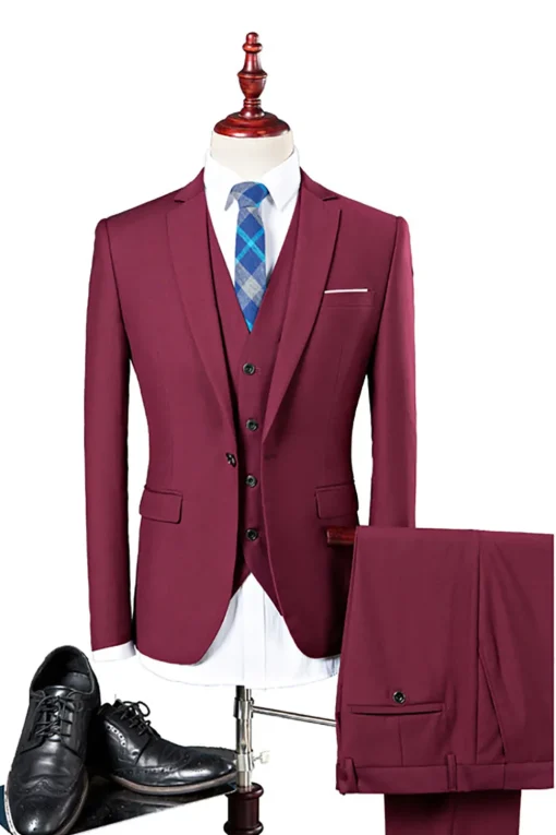 Navy Blue 3 Pieces Slim Fit Casual Tuxedo Suits