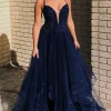 Navy Glitter Prom Dress
