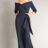 Navy Mermaid Strapless Mother of The Bride Dress