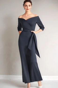 Navy Mermaid Strapless Mother of The Bride Dress
