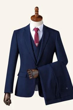 Navy Notched Lapel 3-Piece Men's Suit