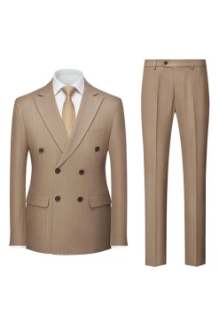 Navy Pinstriped Peak Lapel 3 Piece Men's Formal Suits