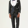 Navy Polka Dots Shawl Lapel 3 Piece Men's Prom Suits