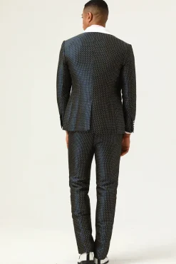 Navy Polka Dots Shawl Lapel 3 Piece Men's Prom Suits