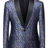Navy Print Men's Formal Blazer