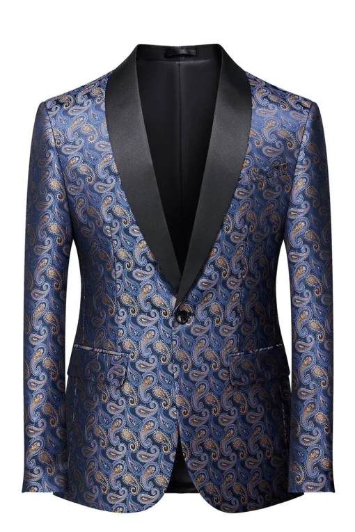 Navy Print Men's Formal Blazer
