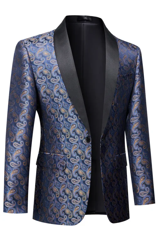 Navy Print Men's Formal Blazer
