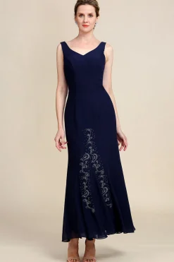 Navy Two Piece Sparkly Beaded Mother of the Bride Dress