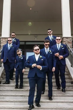 Notched Lapel 3 Pieces Navy One Button Men's Suits For Wedding