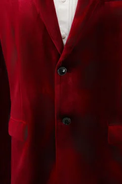 Notched Lapel Burgundy Velvet Single Breasted Men's Prom Blazer
