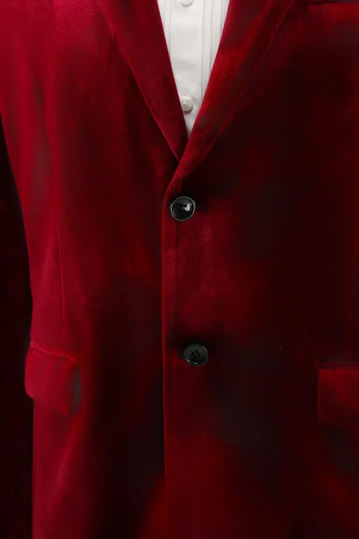 Notched Lapel Burgundy Velvet Single Breasted Men's Prom Blazer