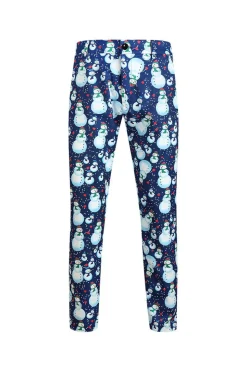 Notched Lapel One Button Blue Snowman Printed Men's Suits