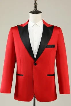 Notched Lapel Red Prom Blazer for Men
