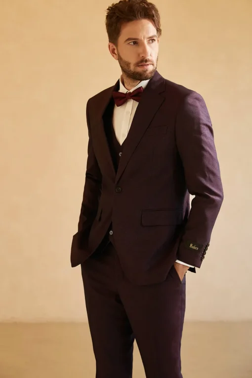 Notched Lapel Single Button Wedding Suit