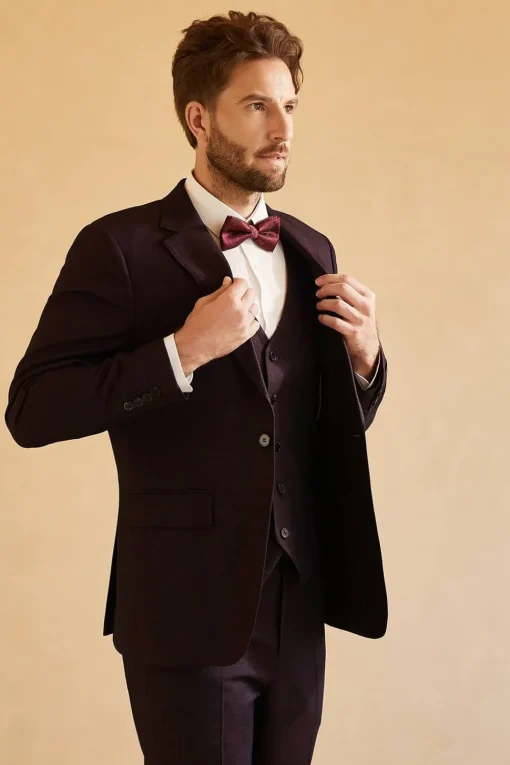 Notched Lapel Single Button Wedding Suit
