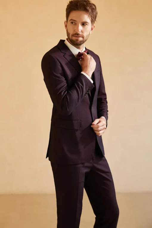 Notched Lapel Single Button Wedding Suit