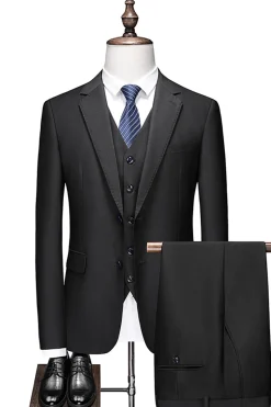 Notched Lapel Two Buttons Black Men's Prom Suits