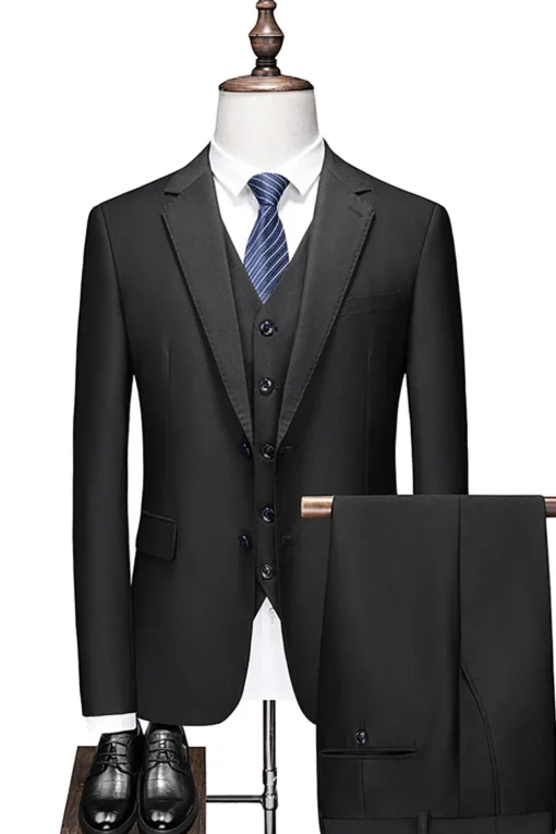 Notched Lapel Two Buttons Black Men's Prom Suits