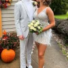Notched Lapel White Jacquard One Button 2-Piece Men's Prom Suits